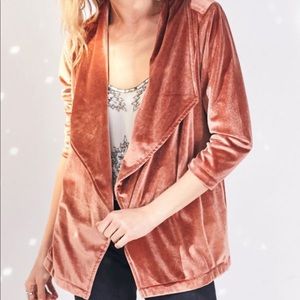 Silence+Noise Velvet “Lela” Draped Blazer
